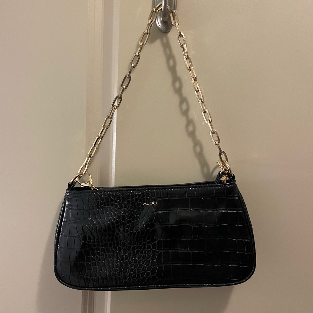 Aldo Black Croc Shoulder Bag